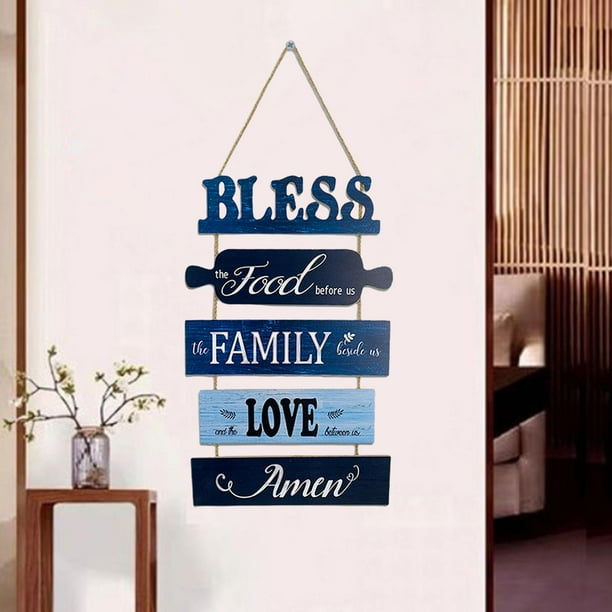 Letrero de placa de pared de madera de estilo Vintage, colgador de arte artesanal, letrero de pared decorativo para puerta de granja interior, Azul BLESIY Letrero para colgar en la pared