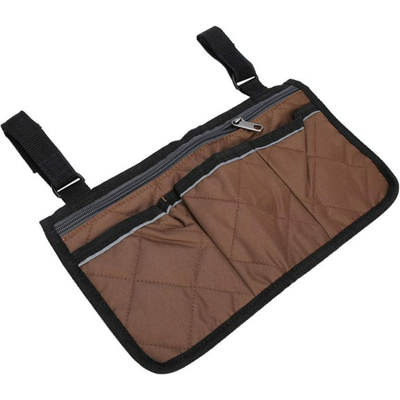 Wheelchair Armrest Side Bag,Waterproof Storage Pouches for Wheelchair,Mobility Scooter,Walker,Rollator Carry Accessories,Brown