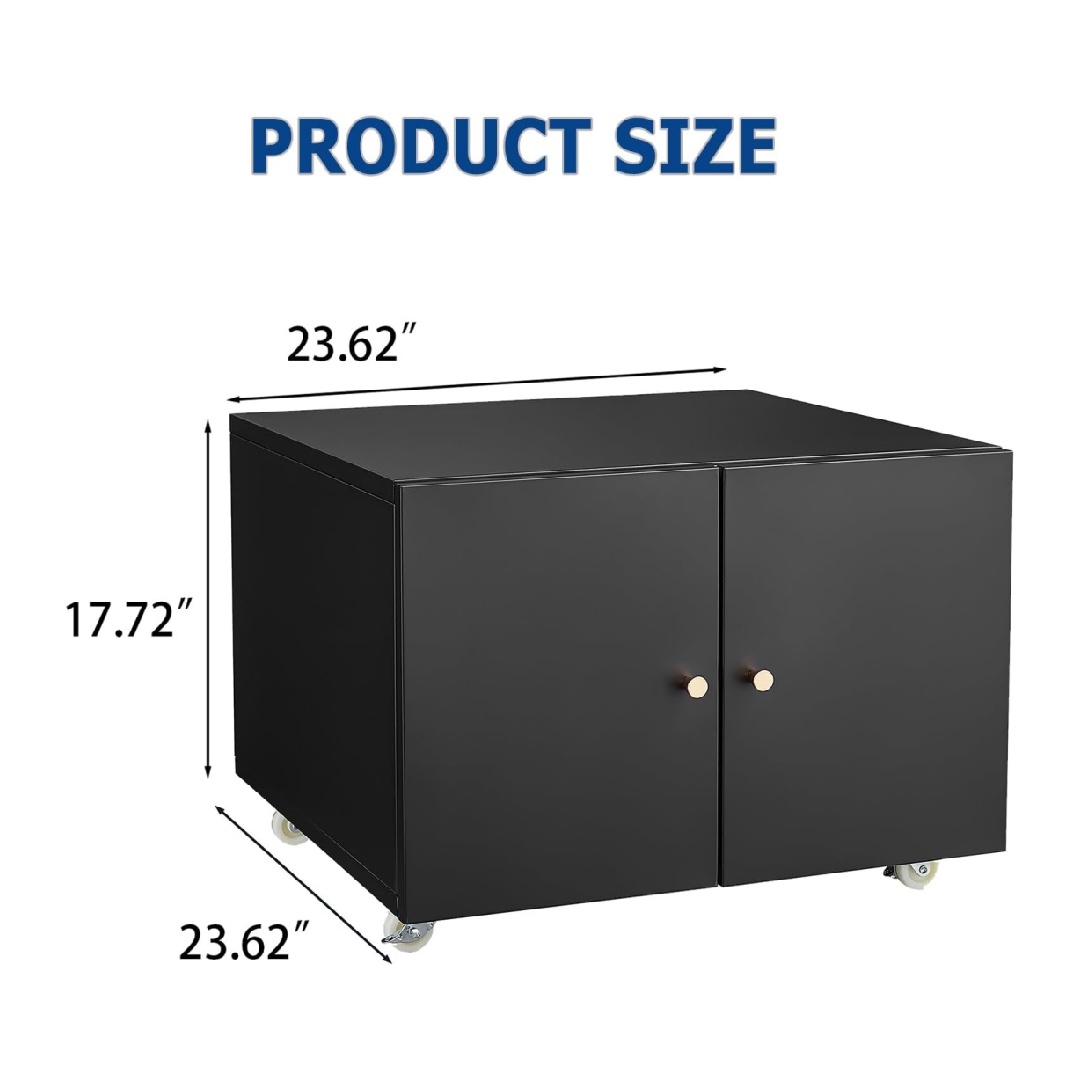 Metal Printer Stand with Storage, Mobile Printer Cabinet for Home Office, Table for Printers with Adjustable Shelf File Cabinets on Wheels 3D Printers Stand Black 17.7''H