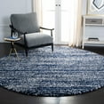 thumbnail image 2 of SAFAVIEH Hudson Jaden Striped Shag Area Rug, Navy/Ivory, 4' x 4' Round, 2 of 10