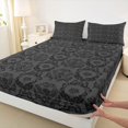 thumbnail image 3 of jejeloiu Retro Damask Print Twin Sheet Sets,Black Bohemian Flowers Bedding For Adults 3 Pieces, 3 of 7