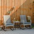 thumbnail image 2 of Outsunny 3 Pieces Patio Wicker Rocking Chair Set,  Outdoor PE Rattan Bistro Set Conversation Rocker Set with 2 Chairs 1 Coffee Table for Backyard, Deck, Poolside, Grey, 2 of 10