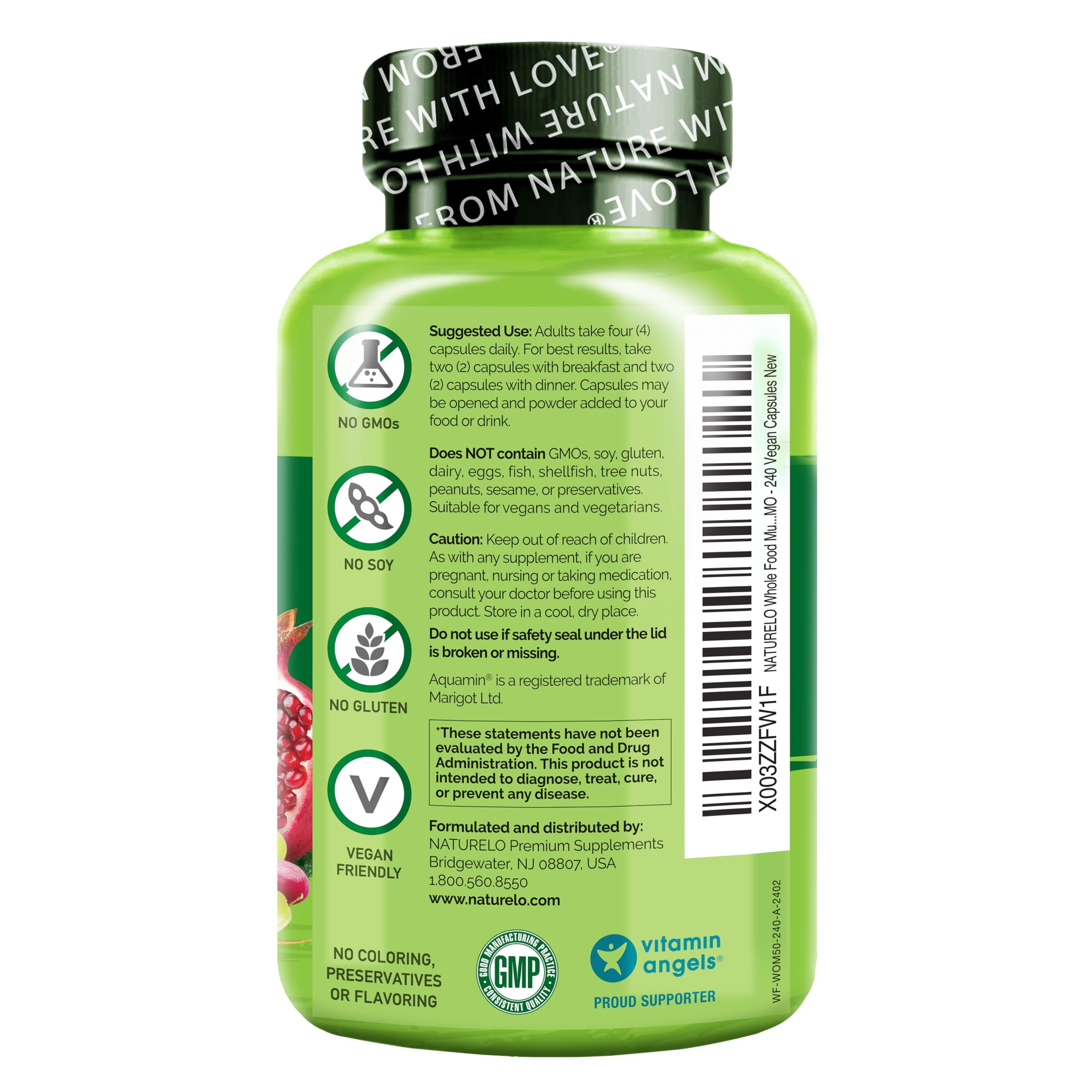 NATURELO Whole Food Multivitamin for Women 50+ (Iron Free) with Vitamins, Minerals, & Organic Extracts - Supplement for Post Menopausal Women Over 50 - No GMO - 240 Vegan Capsules