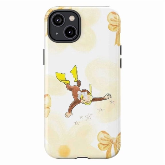 Curious Monkey Snorkeling & Diving Phone Case, Whimsical Underwater Swim Cover for iPhone 17 16 15 14 13 12 11 Pro Plus Mini