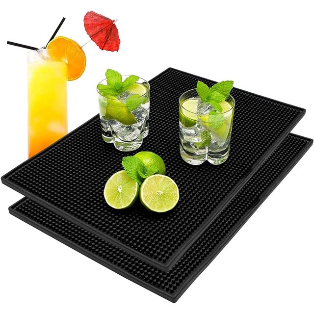 2 Piezas Tapete de Bar, Tapete de Drenaje para Mesa de Bar, Tapete de Drenaje de Silicona, Tapete de Fregadero de Silicona, Respetuoso con el Medio Ambiente, Resistente al Calor, para Almacenamiento