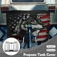 thumbnail image 3 of Yuyamidu Wolf Propane Tank Cover American Flag RV Propane Tank Cover for Travel Trailer, Double 40lb RV Trailer Camper Gas Protection, 4th of July, 3 of 8