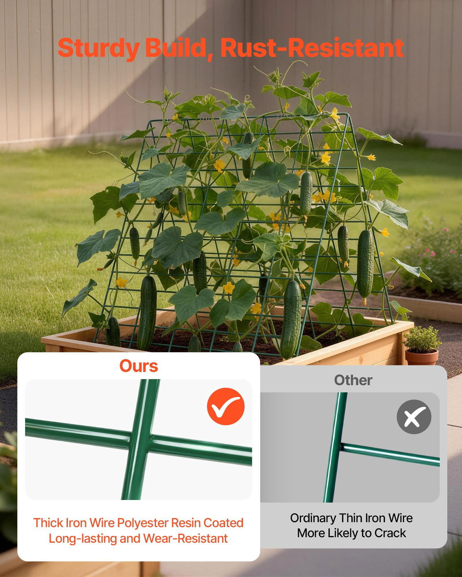 Cucumber Trellis 4 Pack, A-Frame Garden Trellises for Raised Bed, Metal Rustproof Coating Plant Support for Vine, Climbing Plants, Peas, Beans, Zucchini, Tomato, Flower (35.43 x 27.56 in x 4PCS)