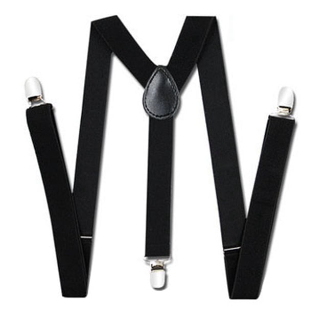 Tirantes ajustables con forma de Y Nikou para pantalones color negro con clip para niños