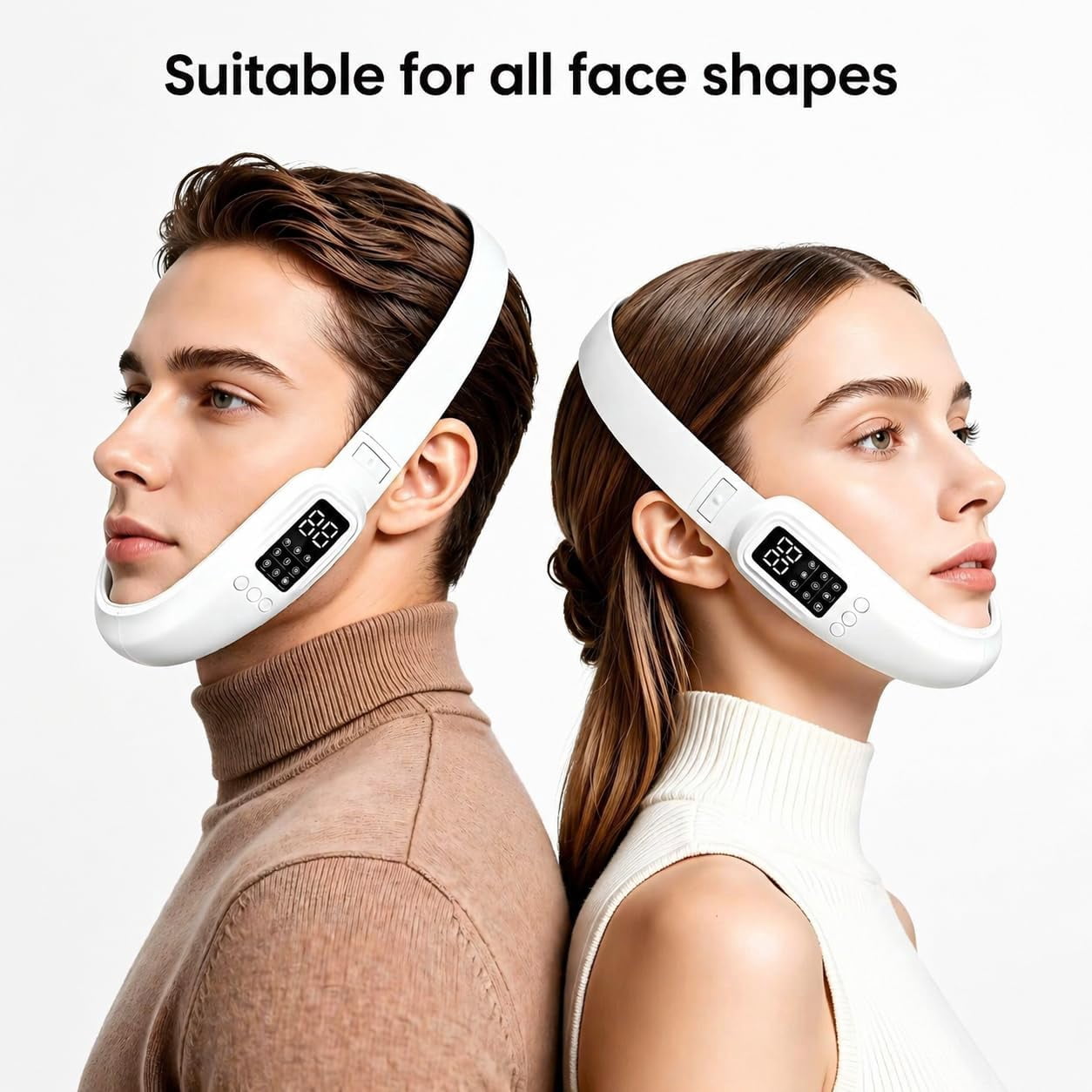 Vitala V Lift Facial Device Electric Double Chin Massager With 8 Modes 15 Intensities Rechargeable V Face Sculpting Tool (White)