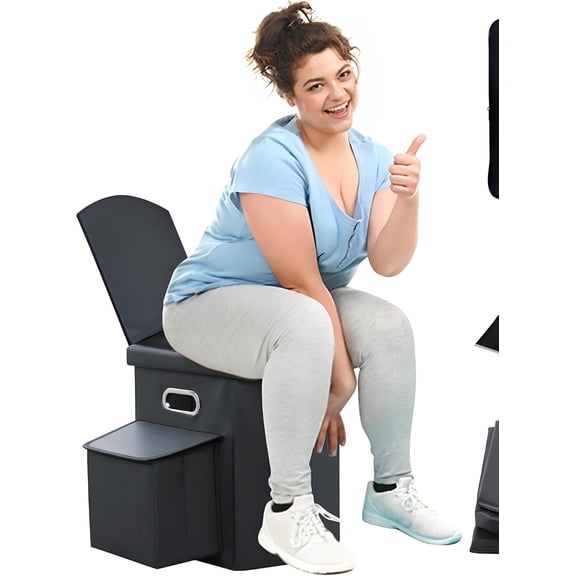 Portable Camping Toilet with Side Compartment, Folding and Compact Porta Potty for Outdoor Use