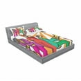 thumbnail image 3 of Music Bedding Set with Sheet & Covers, Jazz Band Playing on the Stage with Singer and Illustration of Neon Artwork Print, Printed Bedroom Decor 2 Shams, 4 Sizes, Multicolor, by Ambesonne, 3 of 3