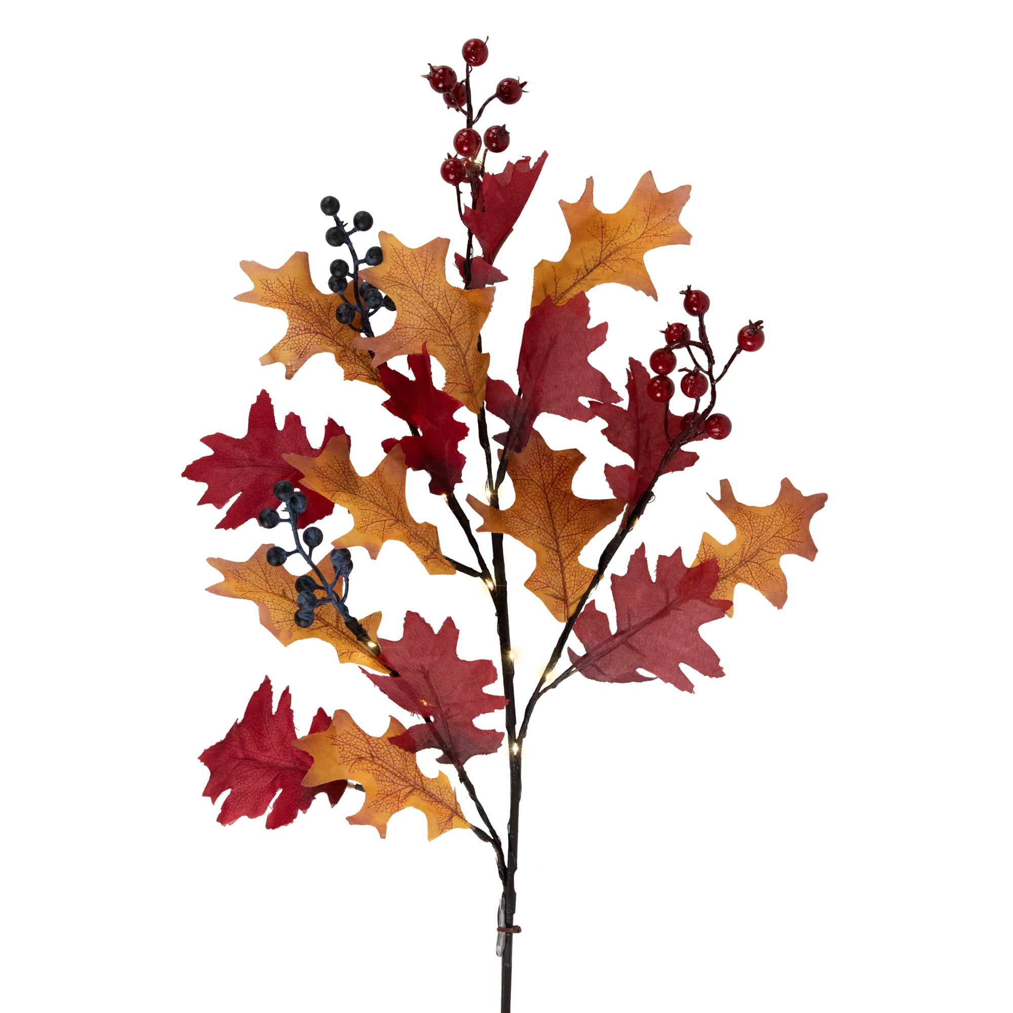 Northlight Lighted Berries and Leaves Fall Harvest Spray - 29" - Warm White
