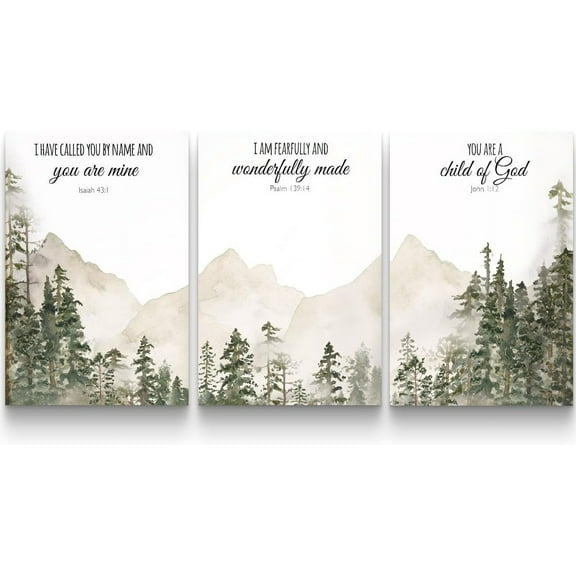 You are a child of God, Set of 3 Wild Woodland Wall Art, Boho Mountain Wall Art Prints, Inspirational Bible Verse Wall Decor, Scripture Wall Decor for Christian Home Decor, Christian Home Art