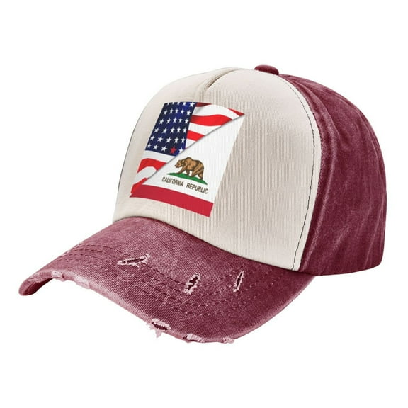 America Flag And California Flag Distressed Baseball Cap Dad Hats for Men Women Vintage Trucker Hat Low Profile Ball Caps