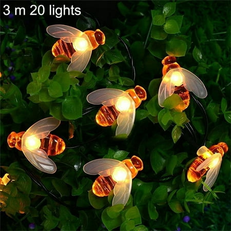 Sinhoon Honey Bee LED String Fairy Light Outdoor Garden Fence Patio Christmas Garland Lights;Honey Bee LED String Light for Garden Fence Christmas Garland