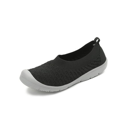 

Wazshop Ladies Walking Shoes Flat Sneaker Comfort Flats Lightweight Slip On Casual Shoe Women s Sock Sneakers Round Toe Non-slip Black 7.5