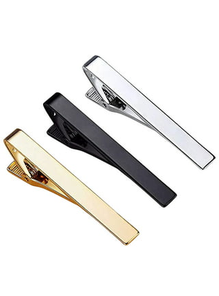 LNGOOR 4 Pack Tie Pin for Men Regular Tie Clip Set Tie Bar Necktie Bar  Pinch Clips for Business Wedding and Daily Life, Black Navy Gold Silver