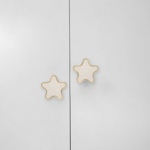 Worgeous White Zinc Alloy Star Shaped Cabinet Handles with Simple Nordic Design for Drawer Wardrobe 2PCS