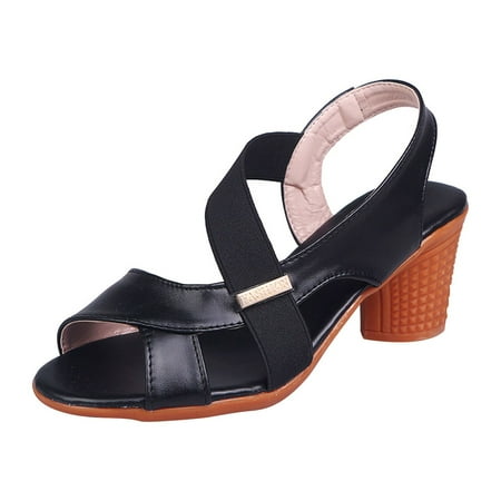 

BADHUD Prime Deals Women s Heeled Sandals Open Toe Slingback Dress Block Heels for Women Comfortable Strappy Heels Slip on Heeled Sandals for Women Dressy