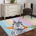 thumbnail image 3 of Easter Area Rugs 2.7'x5', Washable Small Throw Rugs for Kitchen Bedroom, Spring Grey Rabbit Carrots Colorful Wooden Plank Indoor Outdoor Rug Non-Slip Low Pile Carpet Runner Reversible Floor Mats, 3 of 8