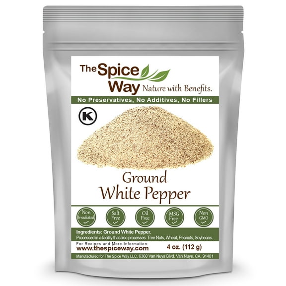 The Spice Way Ground White Pepper - Asian Cuisine – All Natural - Resealable Pouch - 4 oz.