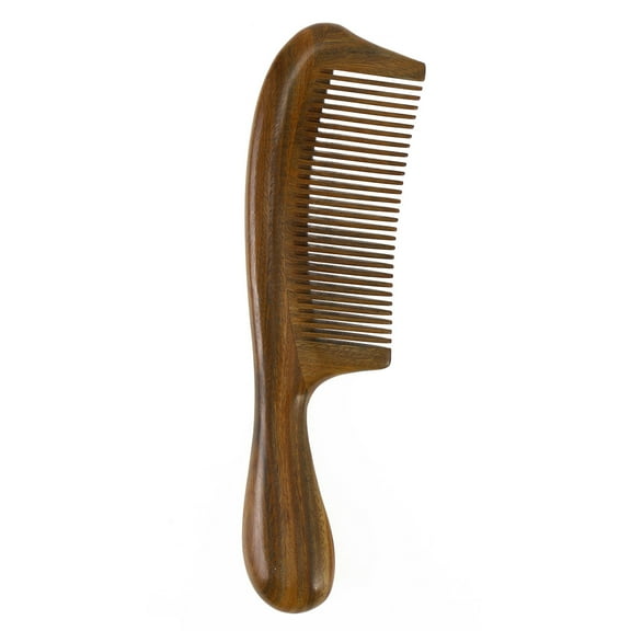 WORGEOUS Thick Handle Green Sandalwood Wooden Comb Close Teeth Anti-static Hair Care Massage Wooden Hair Comb (Two Styles Random)