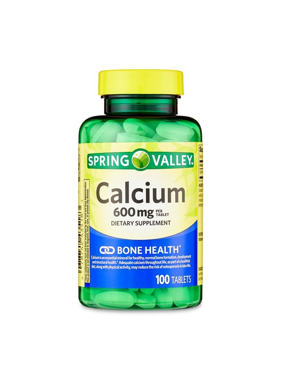 Spring Valley Calcium Bone Health Dietary Supplement Tablets, 600 mg, 100 Count