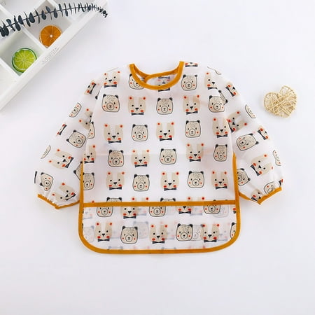 

Cute Children Baby Kids Toddler Waterproof Long Sleeve Smock Feeding Bib Apron Fit 1-6 Years