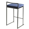 Fuji Contemporary Stackable Counter Stool In Black With Blue Velvet