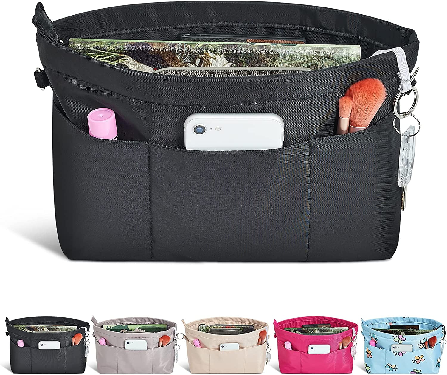 Vercord Expandable Nylon Handbag Purse Organizer Insert Liner Shaper Bag in  Bag Navy XLarge