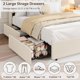 thumbnail image 5 of QinaQin Base de cama tapizada con luces LED, 2 cajones y cabecera ondulada, cama con almacenamiento ideal para niñas, diseño moderno que no requiere box spring, 5 of 7