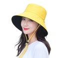 thumbnail image 5 of Women Fisherman Hat Round Shape Flat Top Solid Color Sunscreen Anti-UV Summer Hat Outdoor Supply, 5 of 8