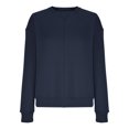 thumbnail image 3 of YUGYXL Womens Basic Long Sleeve Pullover Solid Color Crew Neck Comfy Sweatshirt Fleece Lined Sweatshirts Navy XXL, 3 of 5