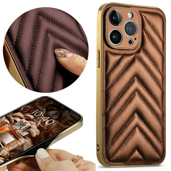 Allytech iPhone 13 Pro Max Case, Slim Classic Leather TPU Back Cover for Women Girls Anti-scratch Shockproof Protective Case for Apple iPhone 13 Pro Max - Brown
