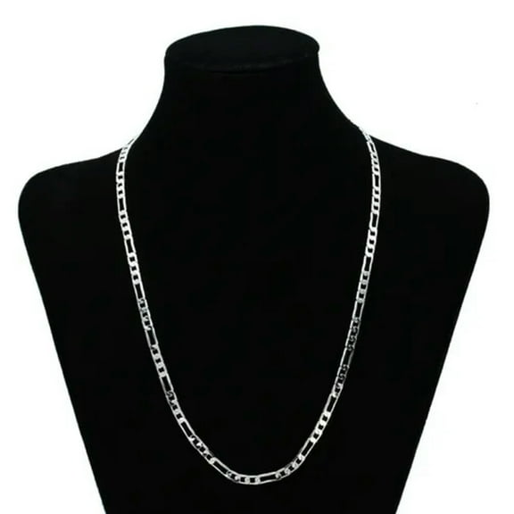 K-KED Bulk 5Pcs 925 Silver Figaro Chain Necklace 4MM Delicate Jewelry Findings 16"-30" Unisex-30"-1Pc chain