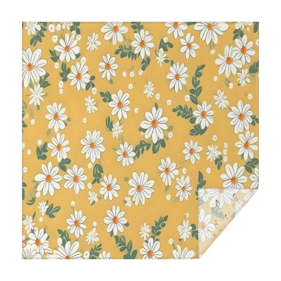 Yellow Daisy Flower Pattern Square Tablecloth,Waterproof Square Table Cover,Wipeable Spillproof Washable Table Cover for Home Kitchen Party Decor 42"X42"(107x107cm)