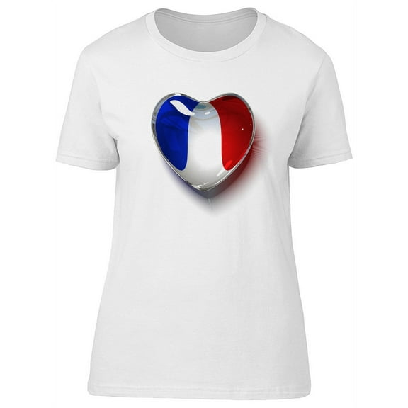 France Flag Glass Heart T-Shirt Women -Image by Shutterstock, Female x-Large