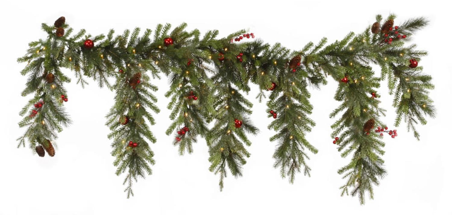 6 5 X 35 Pre Lit Red Berry Ball Ornament Mixed Pine Artificial 6 5 X 35 Pre Lit Red Berry Ball Ornament Mixed Pine Artificial Garland Clear Lights