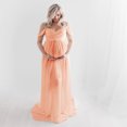 thumbnail image 4 of Joau Maternity Dress for Photoshoot Off Shoulder Chiffon Gown Split Front Maxi Pregnancy Dresses for Photoshoot Pregnancy Gown for Baby Shower Photo Shoot, 4 of 7
