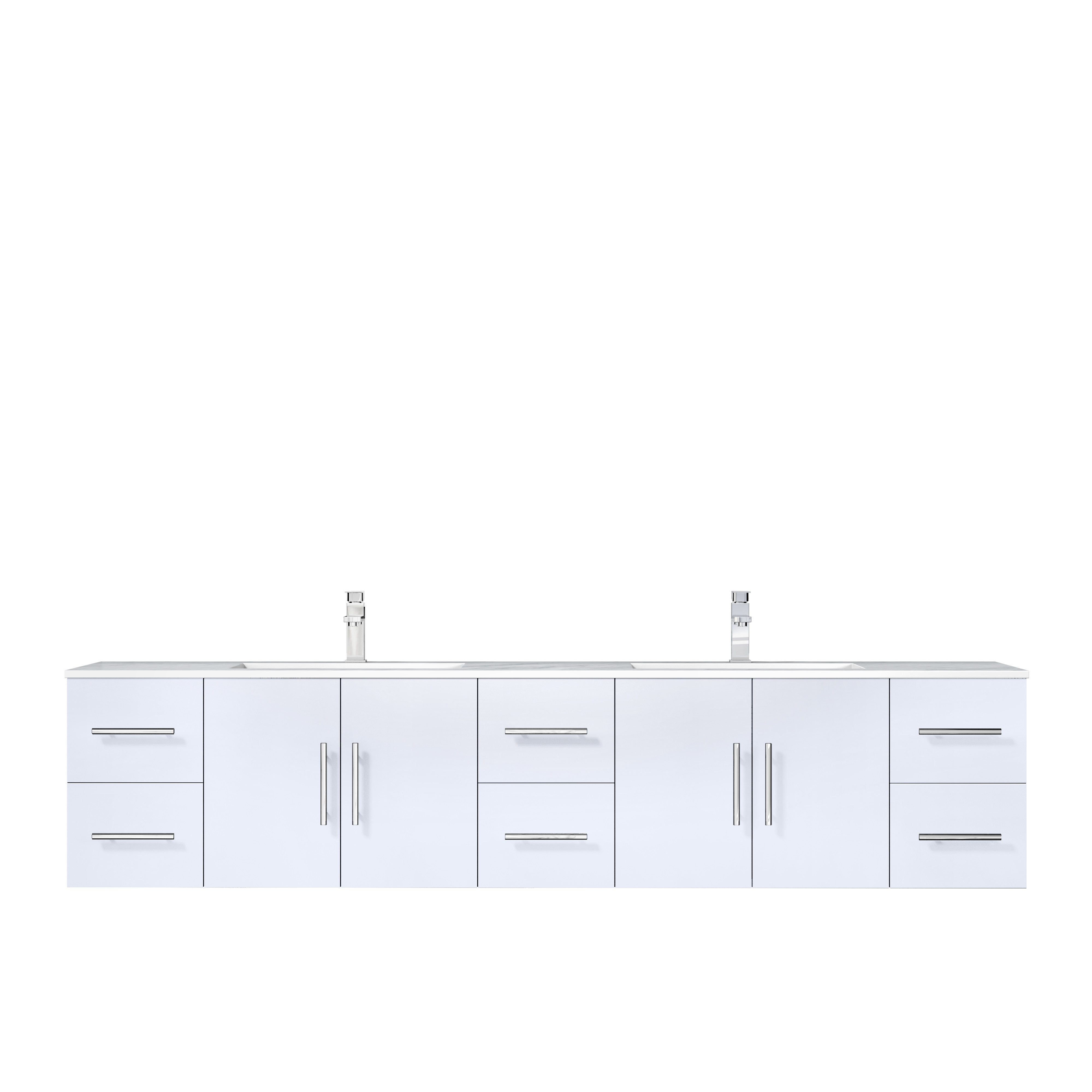 Geneva 84 Glossy White Double Vanity White Carrara Marble Top And No Mirror Walmart Com Walmart Com