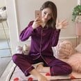thumbnail image 4 of Pijama tipo cárdigan de manga larga sexy de seda de imitación para mujer de primavera y otoño, talla grande, para novias en casa, 4 of 6