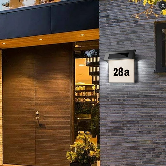 Solar House Number Sign Light Outdoor, LED Lighted Address Plaque for House Yard Street, Solar Powered Wall Mount with Numbers and Letters, Weatherproof Stainless Steel