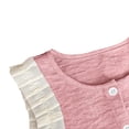 thumbnail image 4 of Lopeceal Kids Girls Outfit Sets Ruffle Hem Pleated Sleeve Button Down Textured Babydoll Tops and Wide-Leg Pants Cute 2-11Y, 4 of 6