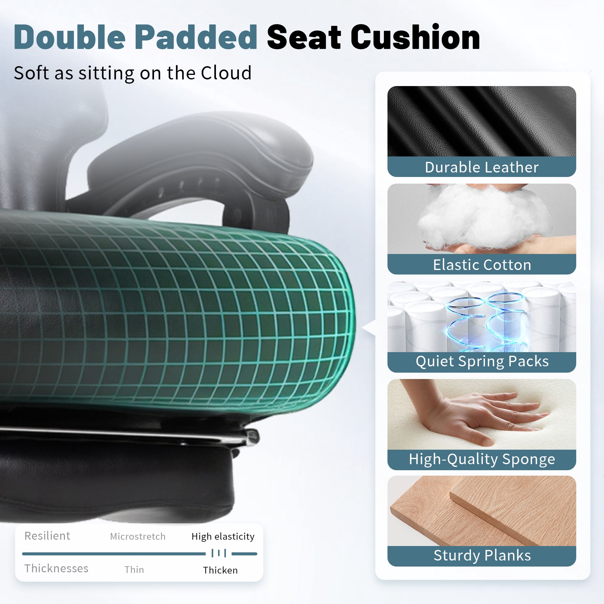 Big and Tall Office Chair 800 lb Capacity, Extra Wide Seat, Reclining Ergonomic Chair with Footrest for All Day Comfort