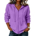 thumbnail image 2 of WULMLEO Zip Up Hoodie for Women Oversized Zip Up Y2K Hoodies Casual Long Sleeve Sweatshirts Fall Spring Track Jackets 2026 Purple Polyester, 2 of 6