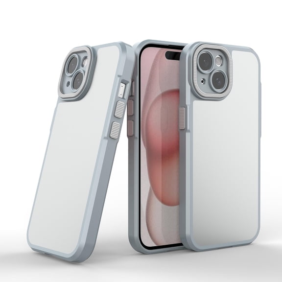 Phone Case Compatible with iPhone 15 Matte Luxury Stain Resistant Back Cover Case ,Anti-Scratch Shockproof Bumper Drop Protective Slim Fit Frosted Translucent Phone Case,Gray