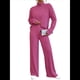 thumbnail image 3 of Conjuntos de 2 Piezas para Mujer para Otoño: Suéter de Punto de Viaje, Pantalones Anchos y Chándal para Estar en Casa. Rosa Roja M, 3 of 9