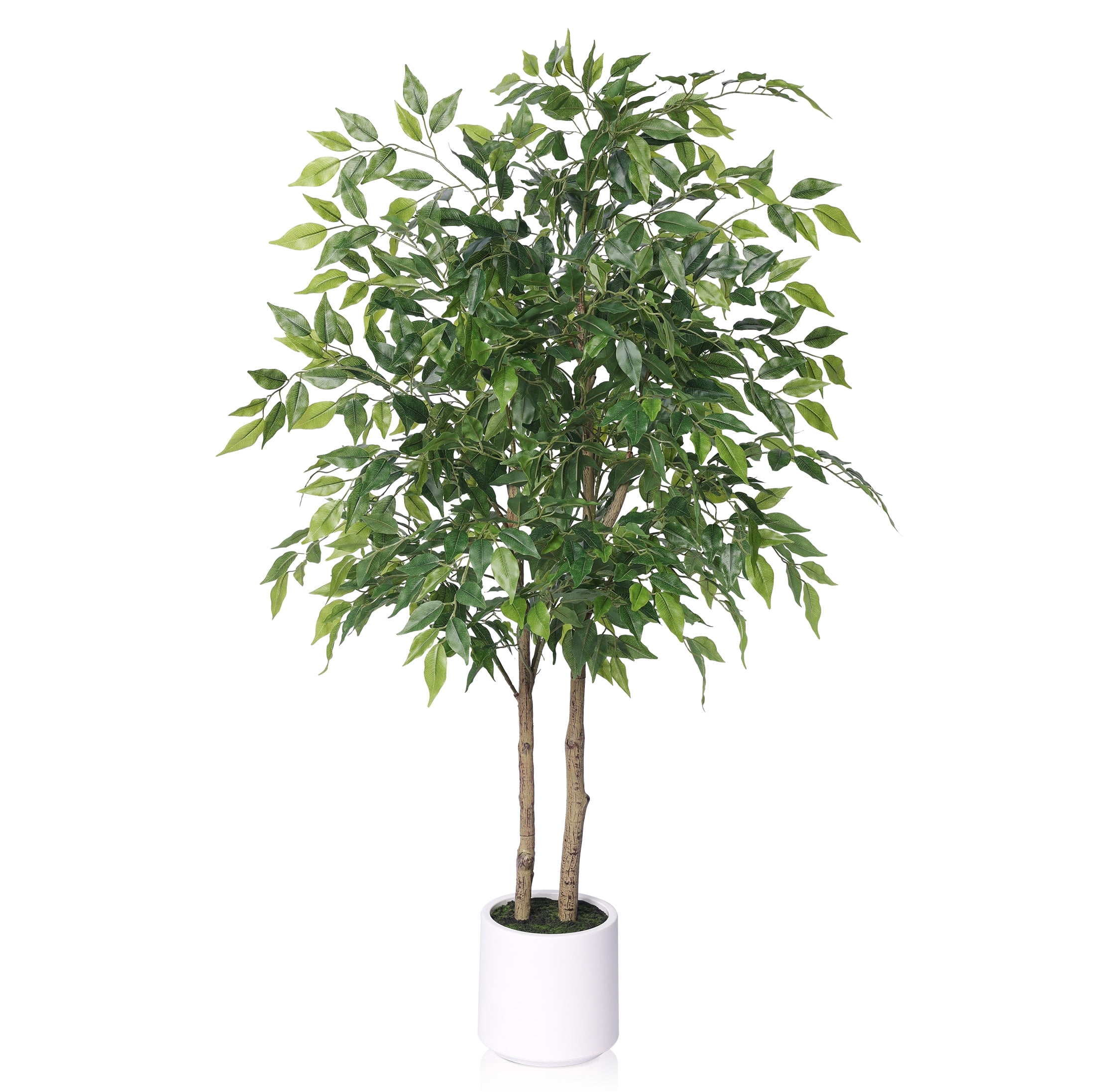 DR.Planzen 4.5ft Artificial Ficus Tree with White Planter, Tall