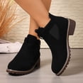 thumbnail image 2 of Chelsea Boots for Women Ankle Almond Toe Low Block Heel Buckle Strap Elastic Side Booties 38, 2 of 5