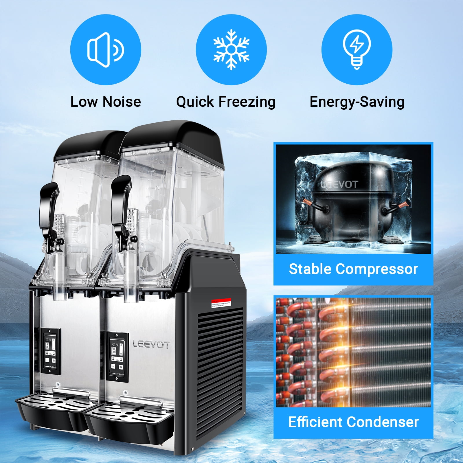 LEEVOT Commercial Slushy Machine 24L Slush Smoothies Maker slushy machine maker